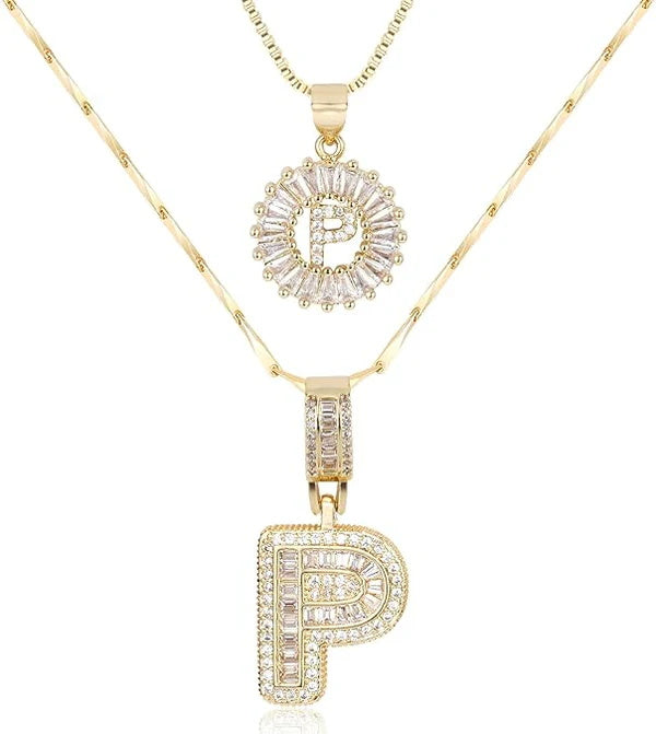 π New Release Mother's Day Gift - 50% Off - Set of 2 - Initial Letter Pendant Necklace