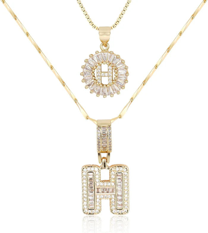 π New Release Mother's Day Gift - 50% Off - Set of 2 - Initial Letter Pendant Necklace