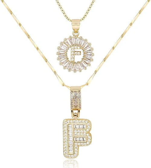 π New Release Mother's Day Gift - 50% Off - Set of 2 - Initial Letter Pendant Necklace