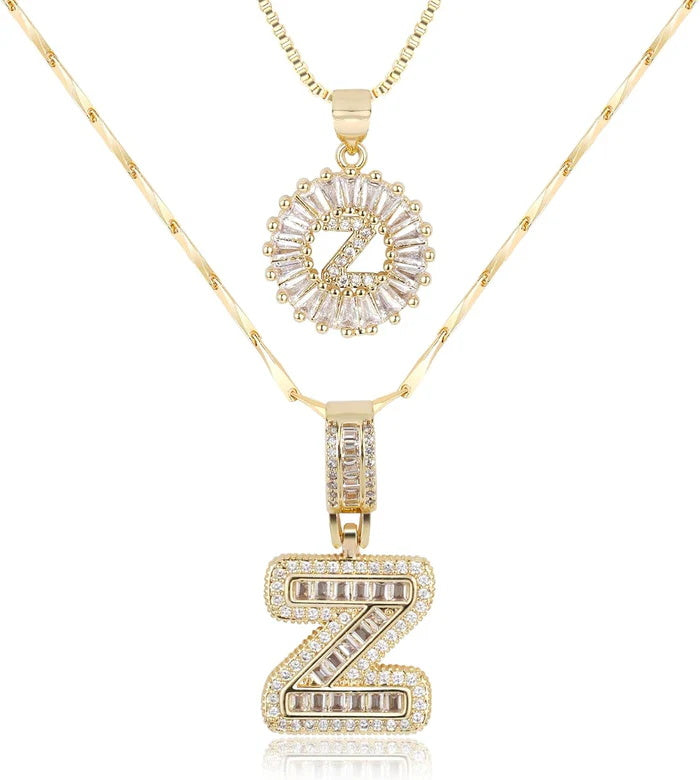 π New Release Mother's Day Gift - 50% Off - Set of 2 - Initial Letter Pendant Necklace