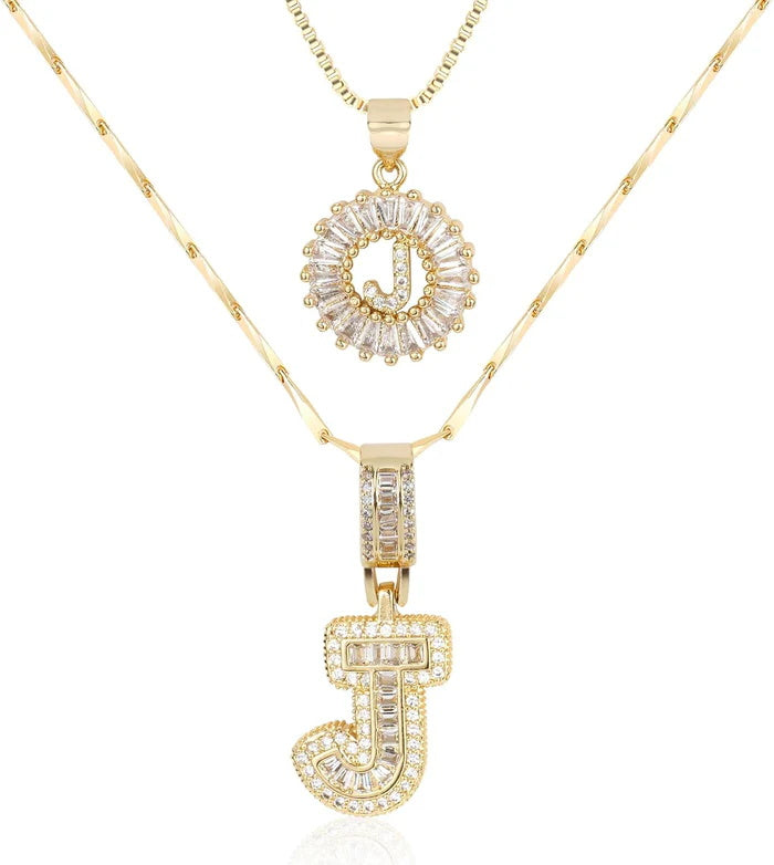 π New Release Mother's Day Gift - 50% Off - Set of 2 - Initial Letter Pendant Necklace
