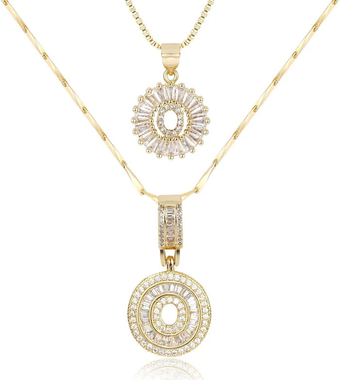 π New Release Mother's Day Gift - 50% Off - Set of 2 - Initial Letter Pendant Necklace