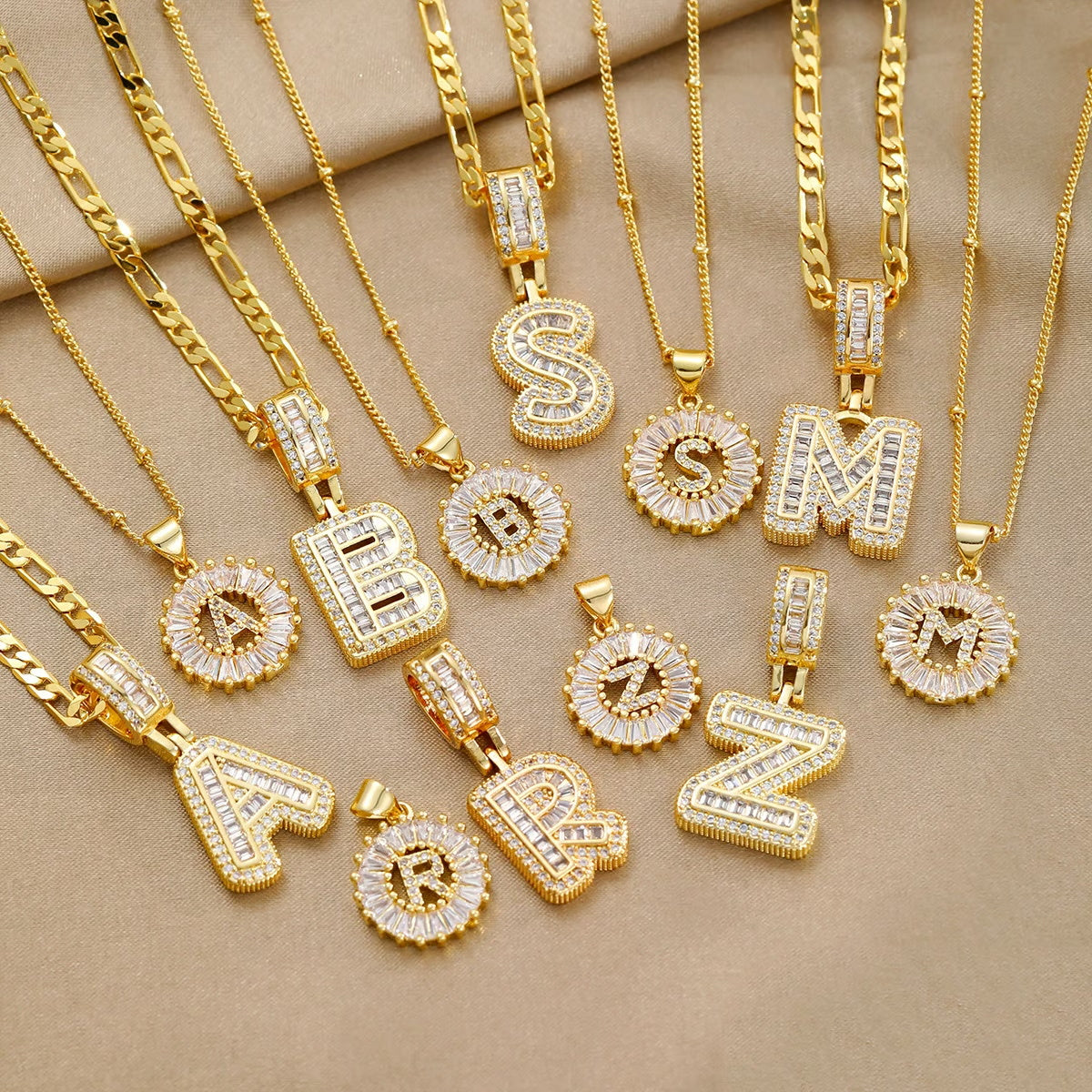 π New Release Mother's Day Gift - 50% Off - Set of 2 - Initial Letter Pendant Necklace