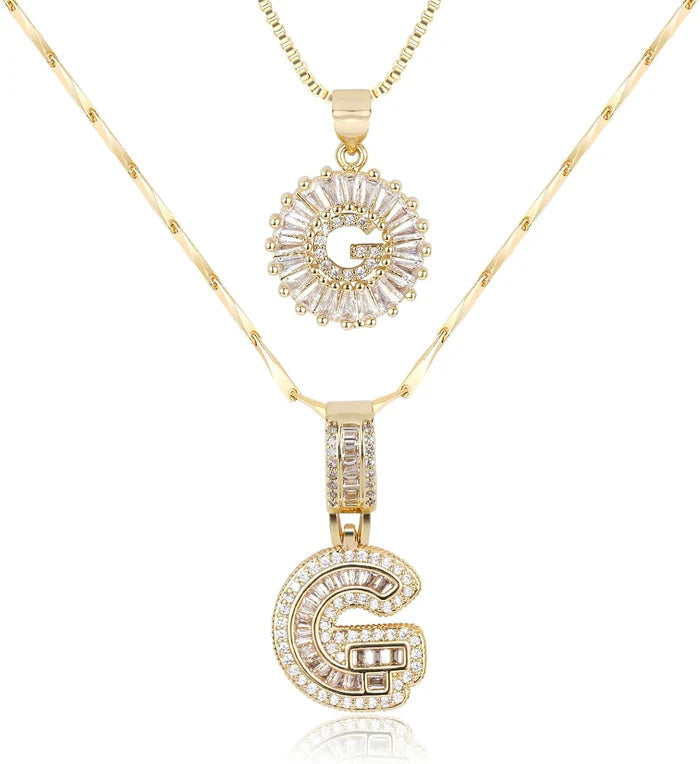 π New Release Mother's Day Gift - 50% Off - Set of 2 - Initial Letter Pendant Necklace