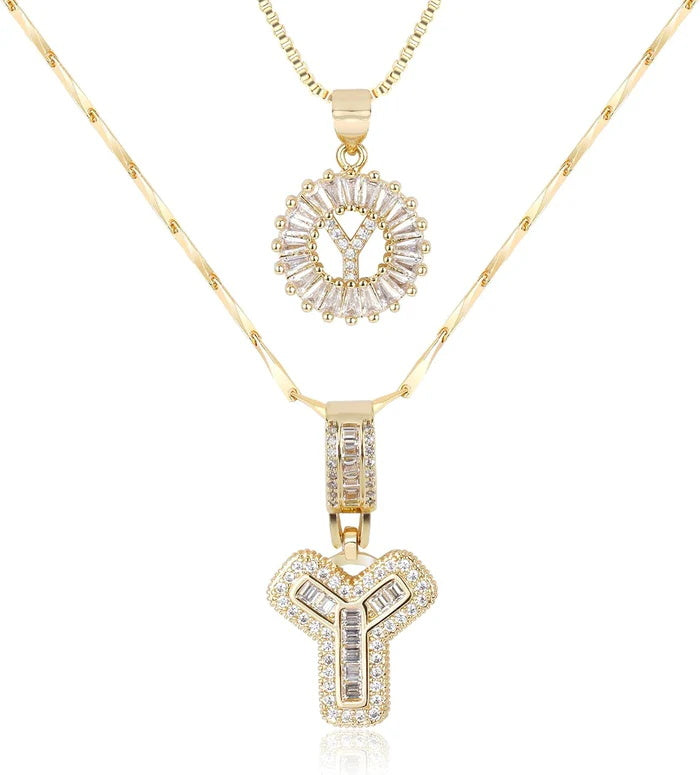 π New Release Mother's Day Gift - 50% Off - Set of 2 - Initial Letter Pendant Necklace