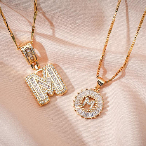 π New Release Mother's Day Gift - 50% Off - Set of 2 - Initial Letter Pendant Necklace