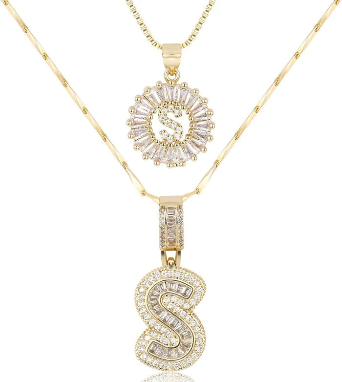 π New Release Mother's Day Gift - 50% Off - Set of 2 - Initial Letter Pendant Necklace