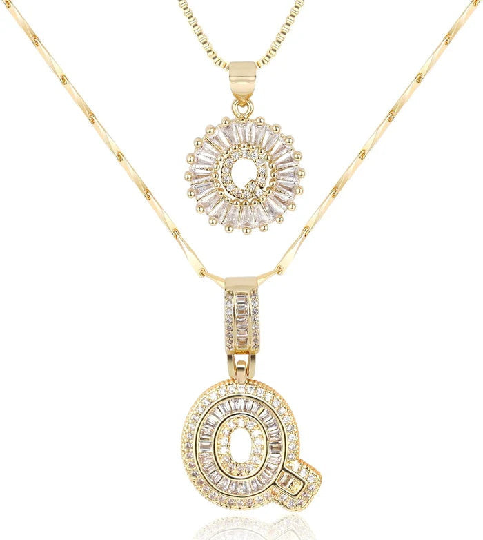 π New Release Mother's Day Gift - 50% Off - Set of 2 - Initial Letter Pendant Necklace