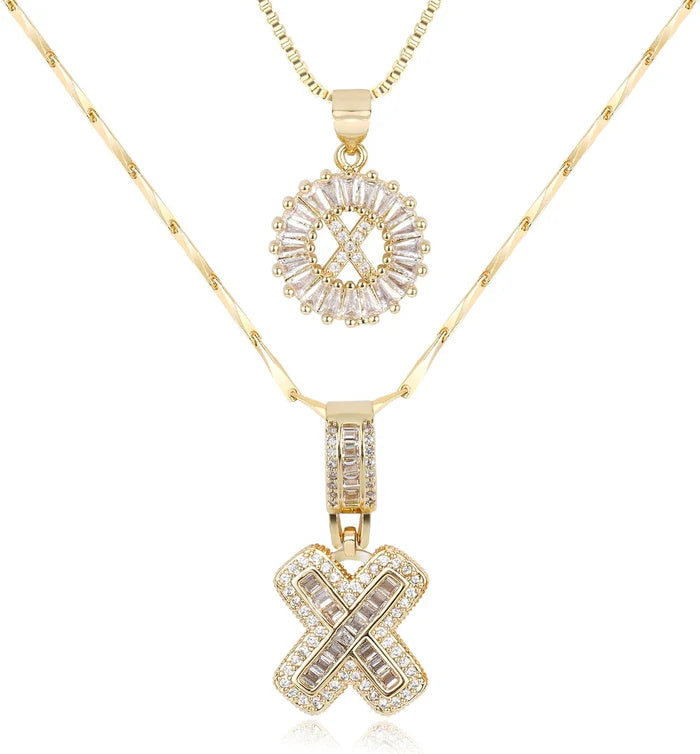 π New Release Mother's Day Gift - 50% Off - Set of 2 - Initial Letter Pendant Necklace