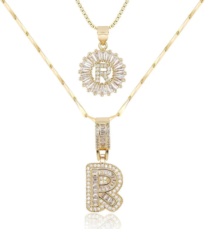 π New Release Mother's Day Gift - 50% Off - Set of 2 - Initial Letter Pendant Necklace