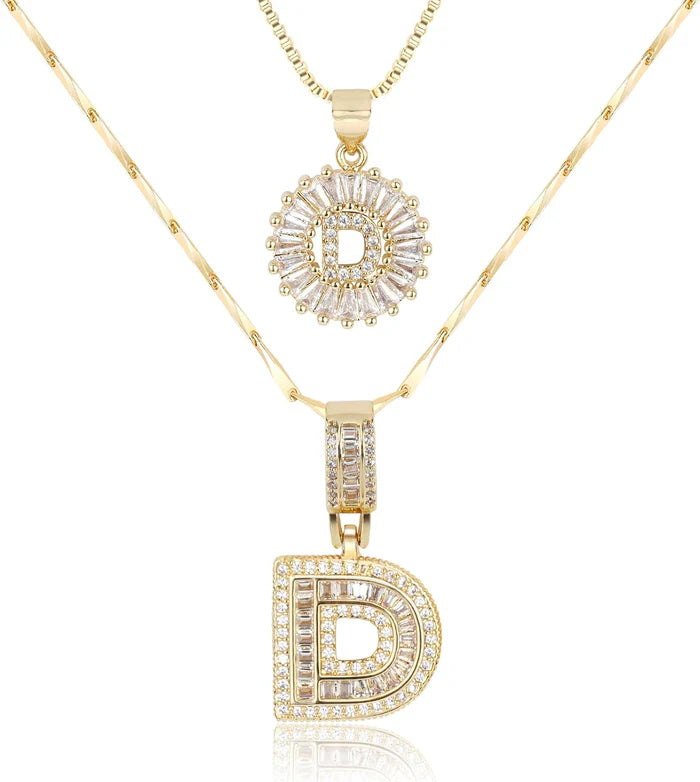 π New Release Mother's Day Gift - 50% Off - Set of 2 - Initial Letter Pendant Necklace