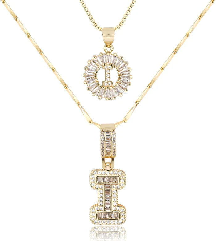 π New Release Mother's Day Gift - 50% Off - Set of 2 - Initial Letter Pendant Necklace