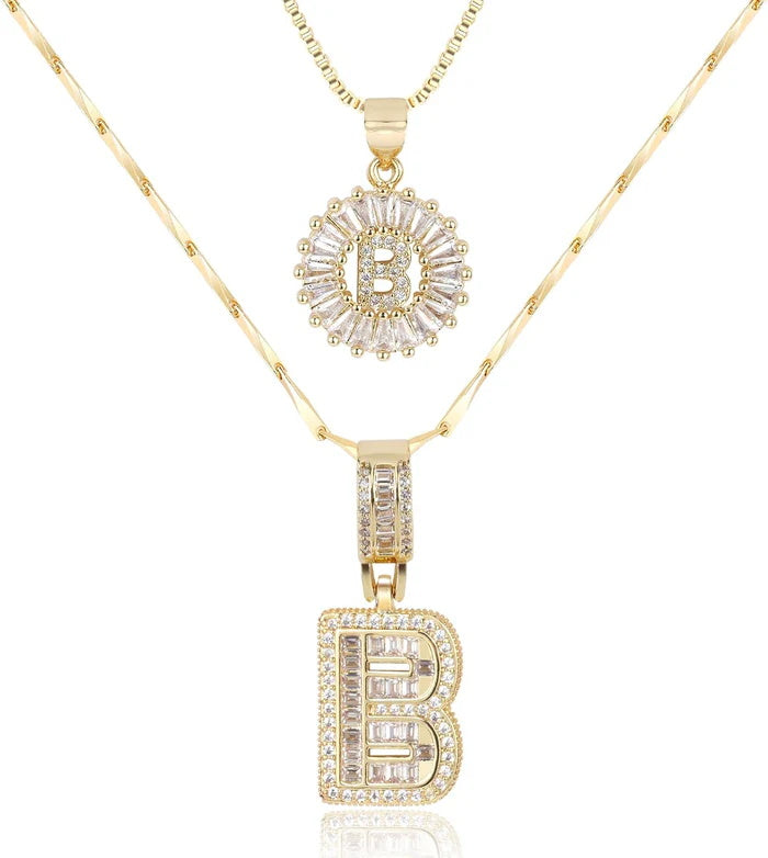 π New Release Mother's Day Gift - 50% Off - Set of 2 - Initial Letter Pendant Necklace