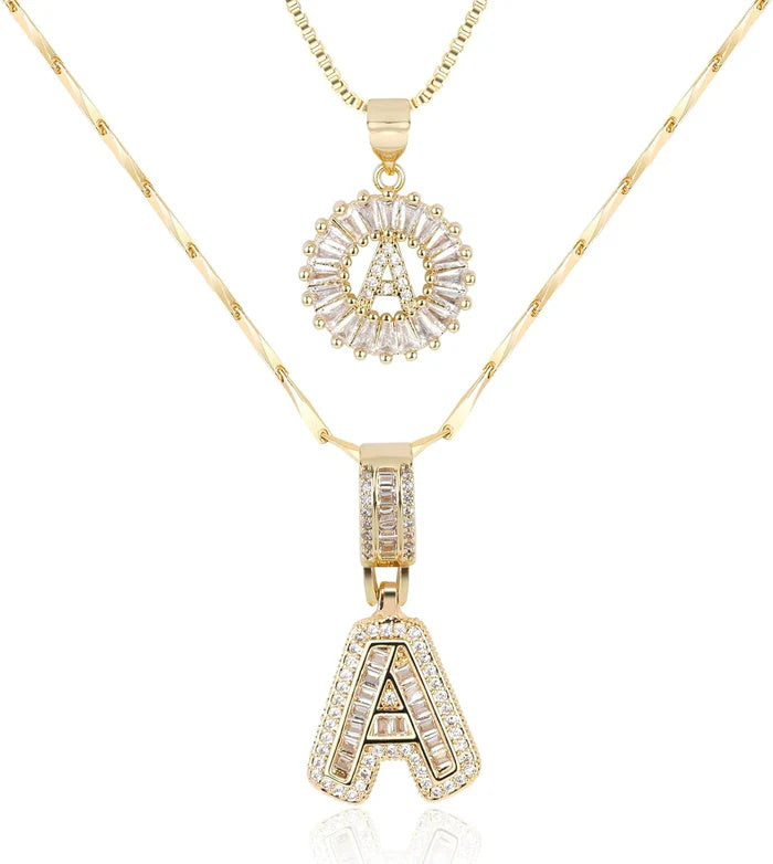 π New Release Mother's Day Gift - 50% Off - Set of 2 - Initial Letter Pendant Necklace