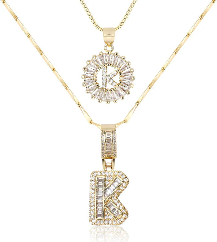 π New Release Mother's Day Gift - 50% Off - Set of 2 - Initial Letter Pendant Necklace